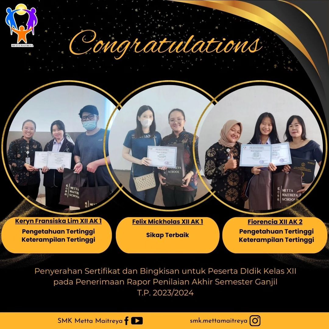 Penyerahan Sertifikat dan Bingkisan untuk Peserta Didik Kelas XII pada Penerimaan Rapor Penilaian Akhir Semester Ganjil